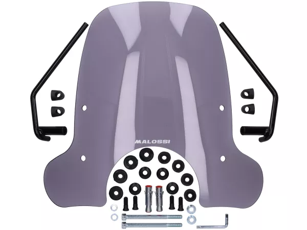 Flyscreen -MALOSSI- w=540mm, h=475mm- VESPA GTS 125-300 Keyless - smoked