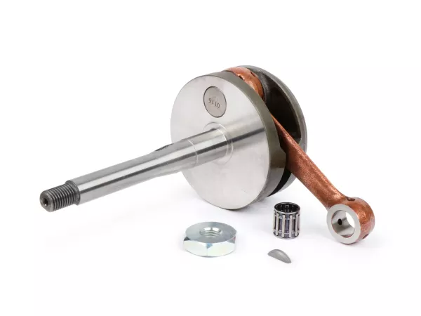 Vilebrequin -MALOSSI- Piaggio Ciao, Boss, Boxer, SI, Grillo, Bravo, Superbravo, PX (course de 43mm pour axe de piston Ø=10mm)