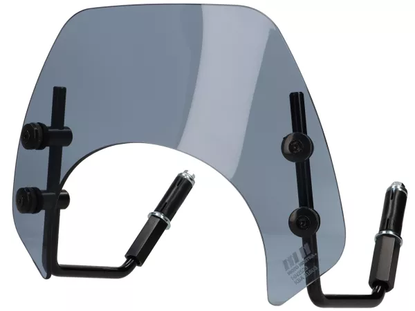 Kaca depan dengan tanda kurung hitam -MOTO NOSTRA, w = 293mm, h = 101mm- Vespa GTS 125-300cc HPE Keyless (2023-) - abu-abu transparan