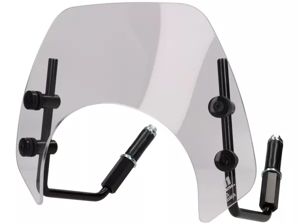 Flyscreen with black brackets -MOTO NOSTRA, w=293mm, h=101mm- Vespa GTS 125-300cc HPE Keyless (2023-)  - colourless
