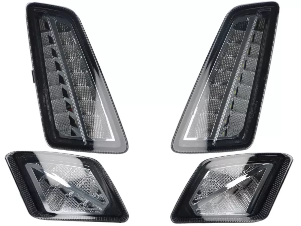 Knipperlichtenset voor+achter -MOTO NOSTRA- dynamisch LED-rijlicht, dagrijlicht voor + positielicht achter (E-markering)- Vespa GTV, GTS 125-310 Sleutelloze - gerookt