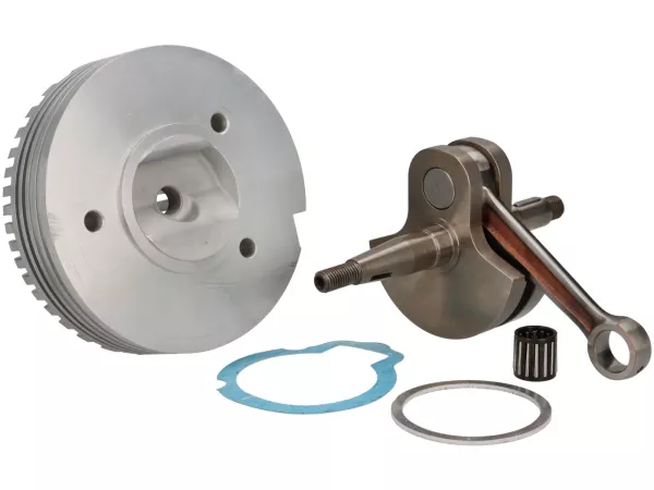 Kit de puesta a punto incl. cigüeñal KINGWELLE y culata CNC -NAGY BLECHROLLER 135 ccm, Wideframe/Faro Basso 1948-1952, Ø=56,5mm, carrera=54mm- Vespa V1 a V15, V30 a V33, 125U, ACMA (-1953), Hoffmann A, B, C, M24, Douglas Rod