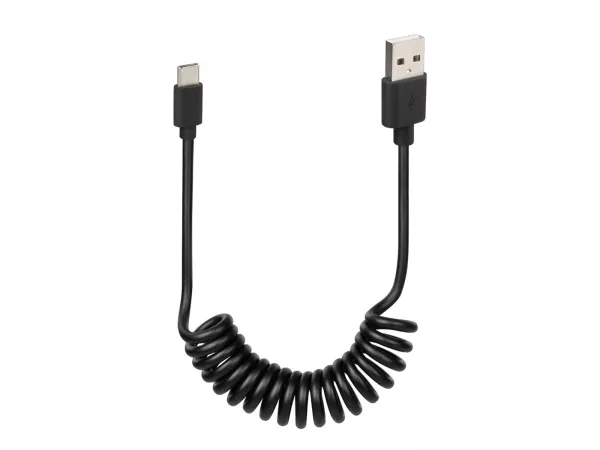 Cavo USB a spirale / cavo di ricarica -OPTILINE- tipo C - 100cm nero