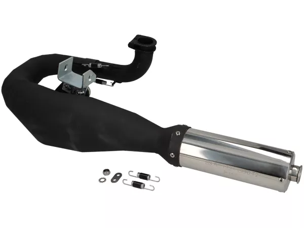 Scarico - SerieRS 'JL Style'- sinistra- Vespa PX80, PX125, PX150 - 166cc, 177cc - Nero