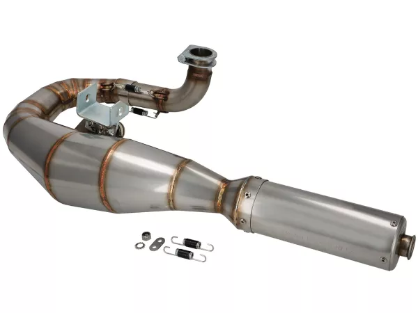 Scarico - SerieRS 'JL Style'- sinistra- Vespa PX80, PX125, PX150 - 166cc, 177cc - acciaio inox