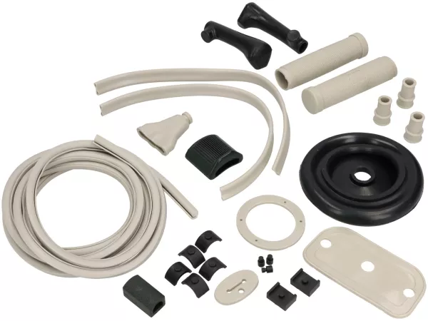 Rubberen onderdelenset -PREMIUM- Vespa 1955-1957 breedframe lampvoet / Faro Basso VN1, VN2, VL1-3, GS150 (VS1-5T), ACMA GL150 - Grijs RAL7032 - 27 delen