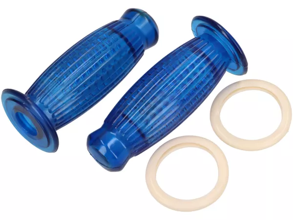 Bubbelgrips -PREMIUM- Vespa 125-150 VBA VBB VNA GS, blauw transparant, D= 20mm. L= 120mm