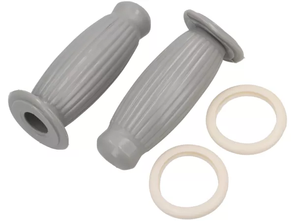 Manopole a bolla -PREMIUM- per Vespa 125 VNB 3-6/150 VB1 VBA VBB GS, grigio chiaro RAL 7035, con anello bianco 20 mm