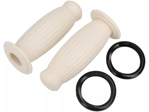 Manopole a bolla -PREMIUM- bianche Vespa VBB VLB GS, D 22mm, L 120mm, bianche con anello nero