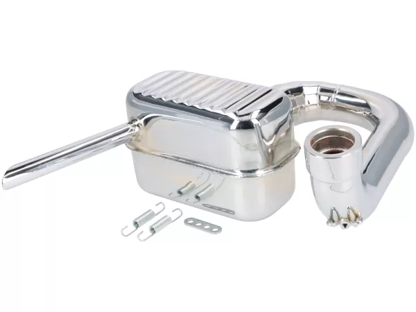 Exhaust -RR-Box Road Racing- Vespa Wideframe, VM, VN, VL1T, VB1T, VGL1T - chrome
