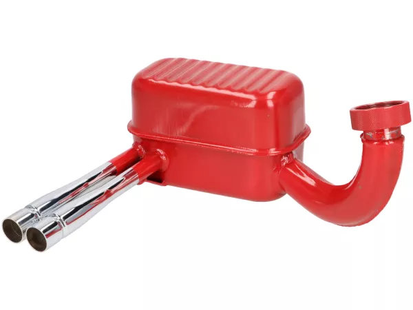 Knalpot -RR-Box Road Racing, Rossa Twin Pipe- Vespa GS150 / GS3 (VS2T, VS3T, VS4T, VS5T) - pemasangan flens dengan knurled nut - merah