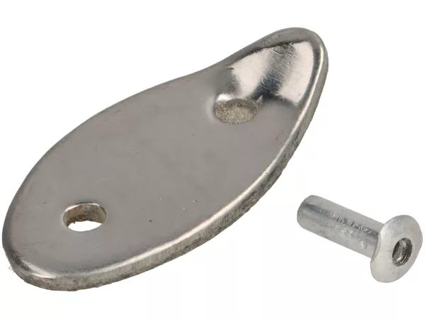 Set coperchio bloccasterzo -NEIMAN (ovale, 1962-1971), rivetto Ø=4,5mm- Vespa V50 L (V5A1T fino a 580000), V50 N (V5A1T fino a 236000), V90 (V9A1T fino a 31300), PV125 (VMA2T fino a 28959), Super 125, Super 150 (fino a 73779), GT125 (VNL2T fino a 62684), 