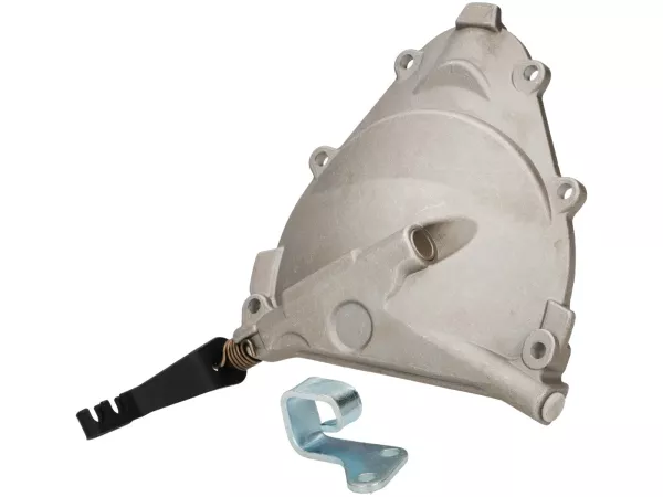 Clutch cover complete (incl. lever, cable holder) -PREMIUM, long cranked lever with two cable positions- Vespa PK XL2 - also suitable for Vespa V50, PV, ET3, PK XL, ETS - aluminium