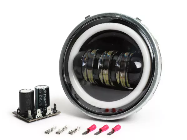 Headlight set -RMS LED 12V, round Ø=105mm- Vespa Smallframe V50 - 50N (V5A1T 122877-), 50L (V5A1T), 50R (V5A1T)