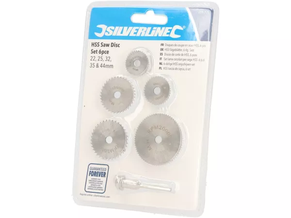 Mata gergaji HSS untuk gerinda putar -SILVERLINE- set 6 bagian D = 22, 25, 32, 35 dan 44mm