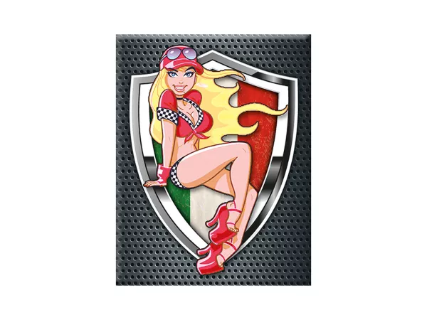 Adesivo - Gel 3D - V-EMBLEM- PinUp Girl Italy - argento