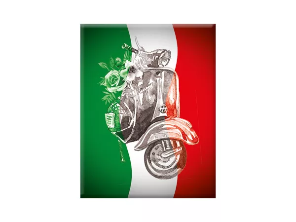 Adesivo - Gel 3D -V-EMBLEM- Bandiera Italia con Vespa verniciata - verde