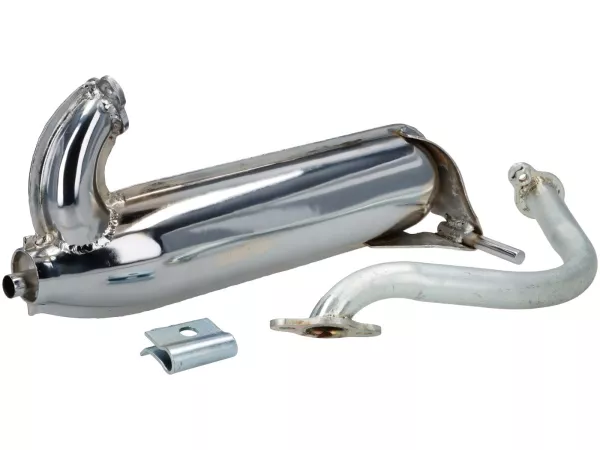Knalpot -PREMIUM, pisang (IGM4311S) - Vespa SS90 (V9SS1T) - juga cocok untuk Vespa SS50 (V5SS1T), V50, 50N, V90 - krom (manifold galvanis)