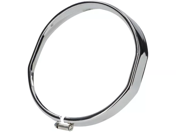 Cerclage de phare -QUALITÉ OEM Ø=115/120mm- Vespa SS50 (V5SS1T), 50SR (V5SS2T), SS90 (V9SS1T), 90 Racer (V9SS2T), PV125 (VMA1T, VMA2T), ET3 VMB1T), Super (VNC1T/VBC1T) - chromé