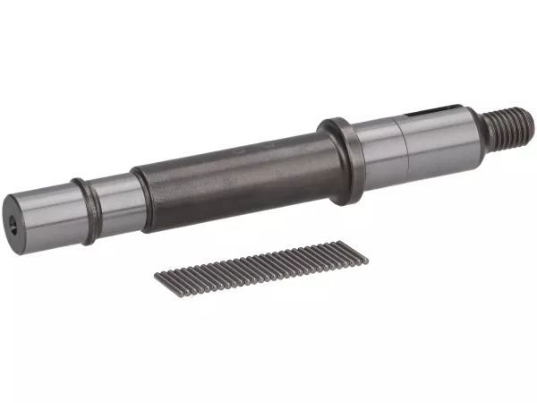 Poros PTO -BENELLI diperkuat- Vespa Largeframe PX125, PX150, PX200, Cosa, T5 125cc - Bantalan dudukan: Ø = 15mm, bush: Ø = 13mm, panjang: 121mm - Poros tebal dengan jarum tipis