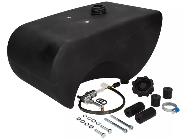 Fuel tank -BGM PRO, Lifetime XXL (12 l) TS1 + standard Lambretta LI, LIS, SX, TV (series 2-3), DL, GP - Fuel tap FAST FLOW V2.0 90°, elect. reserve indicator