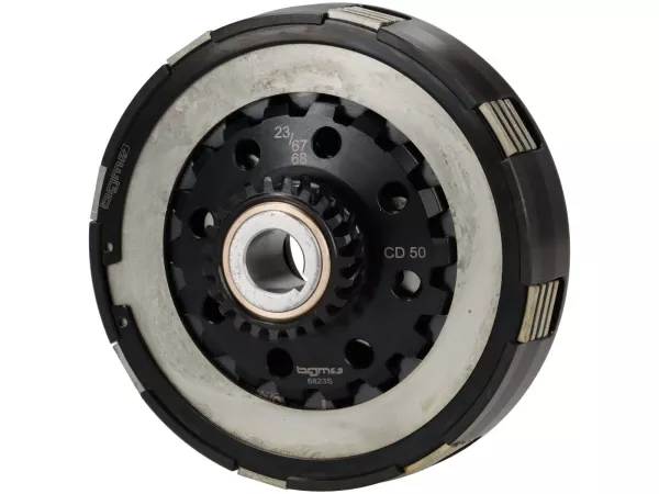 Frizione 23Z (67/68) -BGM PRO Superstrong 2.0 Touring CR Ultralube - Rivestimento Cosa2 (alluminio 14mm/sinterizzato)- 23 denti per ruota primaria 67/68Z - Vespa PX80, PX125, PX150, T5 125cc, Cosa, Sprint150, Rally180, GT125/GTR125, TS125, GL150, Super125
