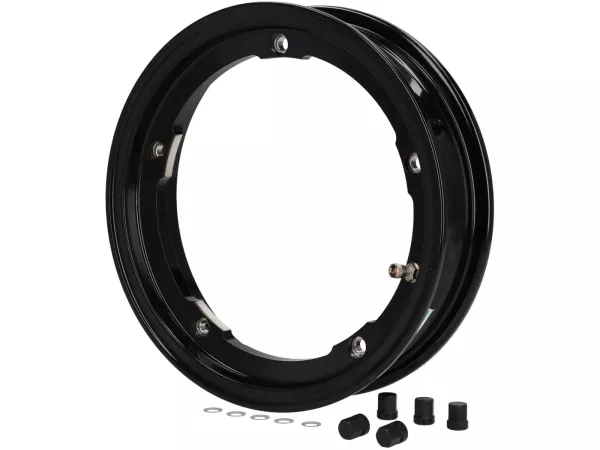 Wiel -BGM Pro Superstrong tubeless 2.10-10 inch aluminium- Vespa V50, 50N, Special, PV, ET3, PK50-125 (S/XL/XL2), PX, T5, Sprint, Rally, GT/GTR, LML Star, Deluxe, Stella - glanzend zwart