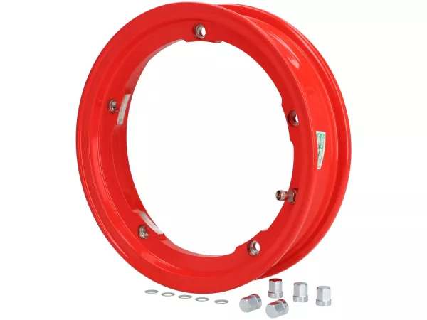 Roda -BGM Pro Superstrong tubeless 2.10-10 inci aluminium- Vespa V50, 50N, Special, PV, ET3, PK50-125 (S/XL/XL2), PX, T5, Sprint, Rally, GT/GTR, LML Star, Deluxe, Stella - merah