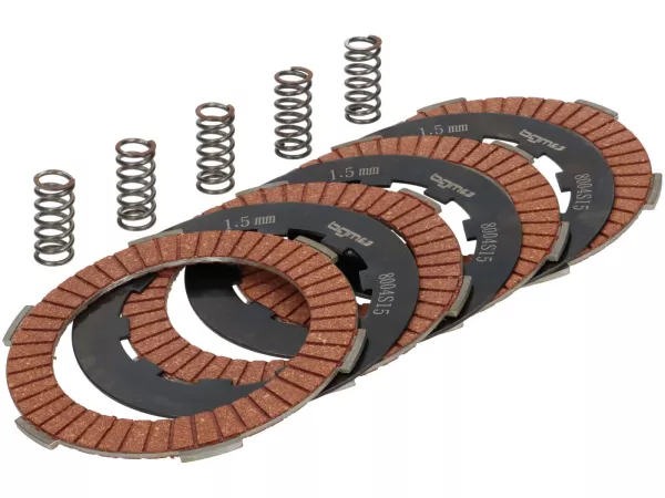 Clutch friction plate set incl. steel plates and springs (reinforced) -BGM PRO Type CR80 Alu- Lambretta LI, LIS, SX, TV (series 2-3), DL, GP - 4 friction plates