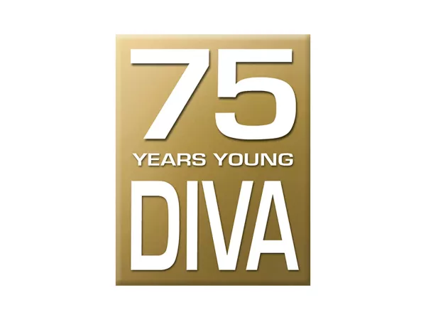 Adesivo - Gel 3D - V-EMBLEM- 75 anni giovane Diva - oro