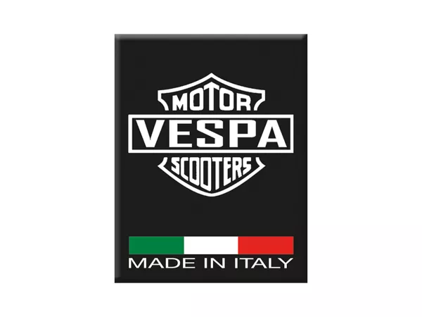 Adesivo - Gel 3D -V-EMBLEM- Vespa Motor Scooters Made in Italy - nero