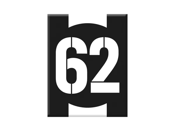 Adesivo - Gel 3D -V-EMBLEM- numero di partenza 62 - nero