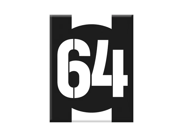 Adesivo - Gel 3D -V-EMBLEM- numero iniziale 64 - nero