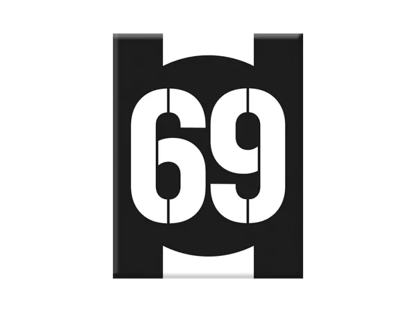 Adesivo - Gel 3D -V-EMBLEM- numero di partenza 69 - nero