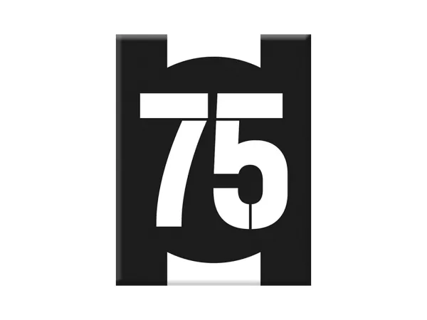 Adesivo - Gel 3D -V-EMBLEM- numero iniziale 75 - nero