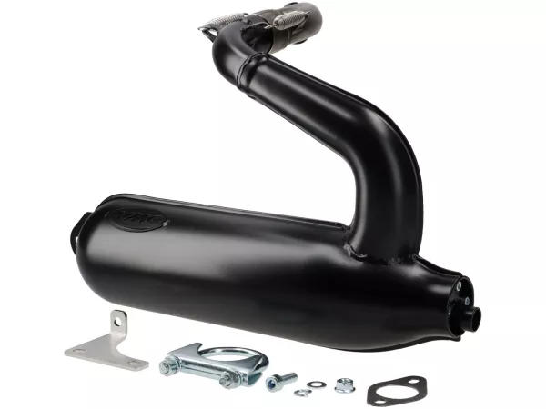 Echappement -VMC Tork- Smallframe  SILURO SPORT- Smallframe 135-170ccm - VMC GS56/58, ET6, ET7, Pinasco Zuera, Quattrini M1 56-60, M1-60B, M1l 56-60 (52-60mm entre axe)- Vespa V50, 50N, SS50, 50 SR, V90, ET3, PV125 - peint en noir