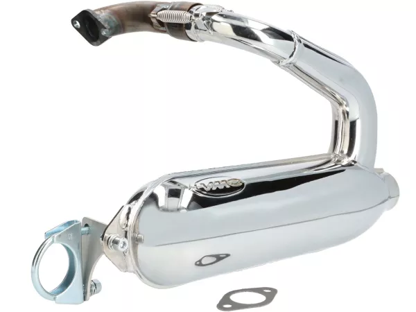 Exhaust -VMC Tork- Smallframe SILURO SPORT- Smallframe 135-170ccm - VMC GS56/58, ET6, ET7, Pinasco Zuera, Quattrini M1 56-60, M1-60B, M1l 56-60 (52-60mm stud spacing)- Vespa V50, 50N, SS50, 50 SR, V90, ET3, PV125 - chrome-plated