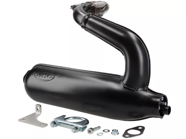 Escape -VMC SILURO TOURING- Smallframe 135-170cc - VMC GS56/58, ET6, ET7, Pinasco Zuera, Quattrini M1 56-60, M1-60B, M1l 56-60 (52-60mm stud spacing)- Vespa V50, 50N, SS50, 50 SR, V90, ET3, PV125 - pintado negro