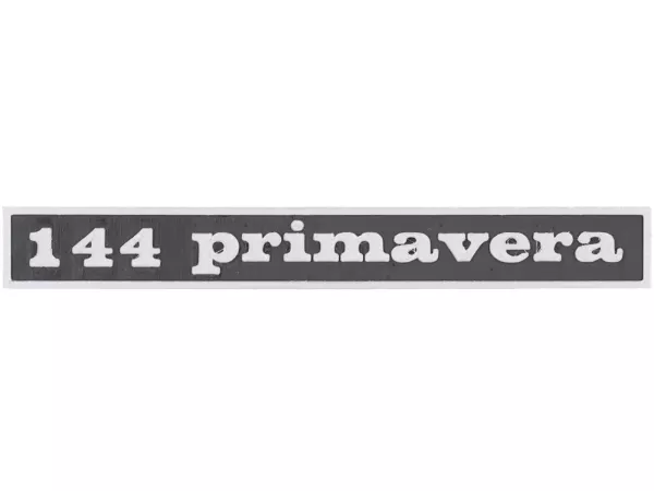Bakre bokstäver -VESPTEC 144 primavera- för Vespa 125 Primavera (VMA2T 073489-), ET3 (VMB1T), 147x17 mm - plast - (svart/aluminium)