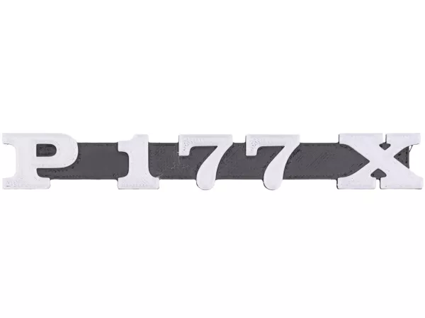 Lettera -VESPTEC P177X- copertura laterale sinistra per Vespa P125-150X/PX 150 E, 145x20 mm, plastica - (nero/alluminio)