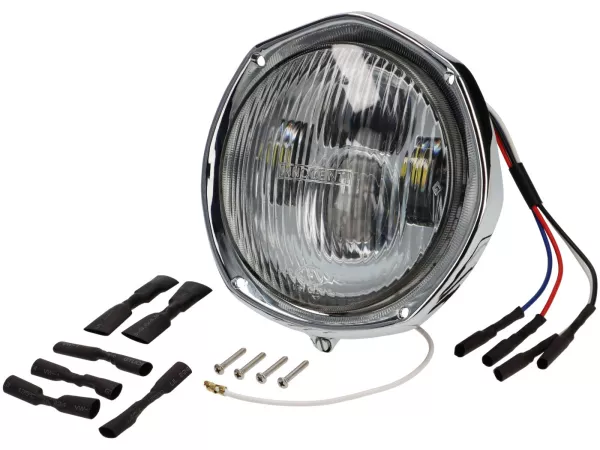 Juego de faros -CASA PERFORMANCE- LED - 12V AC / DC - para convertir Lambretta LI, LIS, SX, TV (Serie 3)
