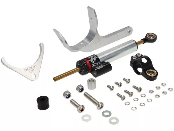Steering damper incl. mount -CTP aluminium- Vespa Largeframe Sprint150 Veloce, GTR125, LML Star/Stella