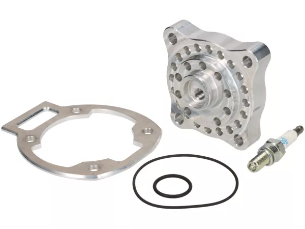 Cylinder head incl. cylinder base spacer (4mm) -DDL TUNING Ø65.5mm, 55mm stroke- Piaggio 180cc LC 2-stroke Maxi - Gilera Runner FX/FXR 125-180, Italjet Dragster 125-180, Piaggio Hexagon LX/LXT 125-180