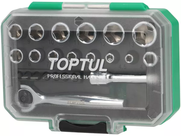 Ratchet set Mini -TOPTUL 1/4- 4mm-14mm - 23 pcs