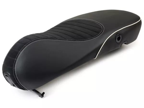 Seat -PIAGGIO- Vespa Primavera 50 (2015-23), Sprint 50 (2015-23) - black/white stitches