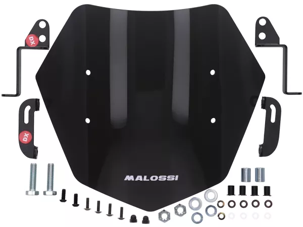 Windshield -MALOSSI- 350x300mm, Sport Screen, smoky gray dark- Italjet Dragster ie 125-300
