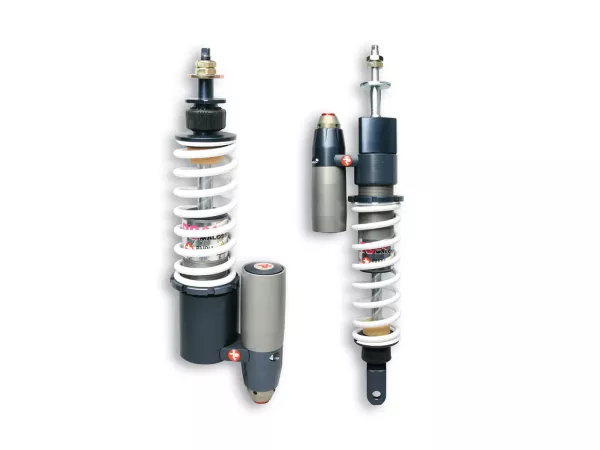 Shock absorber set front & rear-MALOSSI RS24/10-R, 180+290mm- Vespa LX 50, S 50, Piaggio Quartz, ZIP SP, ET2, ET4, Sfera 50, Sfera80, Sfera RST 50, SKR 125, SKR150