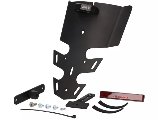 Licence plate holder and licence plate illumination -MIZU- Vespa GTS 125-300 HPE Keyless from 2023 - black powder-coated