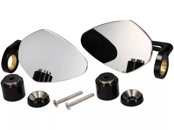 Mirror Bundle -MOTOGADGET- mo.view sport (ECE) - handlebar ends - Vespa GTL 125-200, GT 250, GTS 125-300, GTV 125-300 - 60mm - black