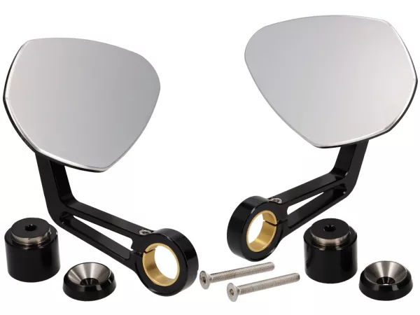 Mirror Bundle -MOTOGADGET- mo.view sport (ECE) - handlebar ends - Vespa GTL 125-200, GT 250, GTS 125-300, GTV 125-300 - 130mm - black